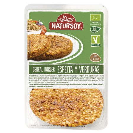 110378072 Hamburgueses Veganes De Cereals Espelta I Verdura 2 Unit 200gr Natursoy Eco