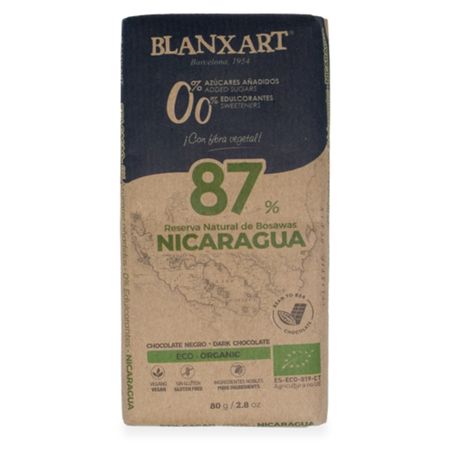 Chocolate Negro 87% S Azúcar 80g Blanxart Eco
