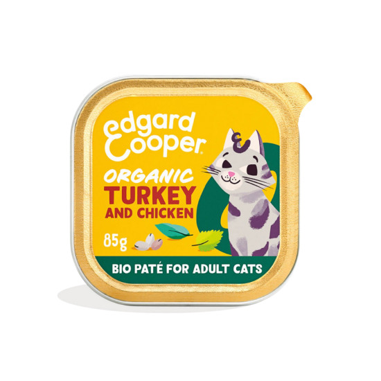 Organic Turkey and Chicken - Paté for Adult Cats 85g Edgar Cooper - Mascotas