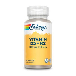 Vitamina D3+k2(mk7) 4000ui 50mcg 60caps Solaray