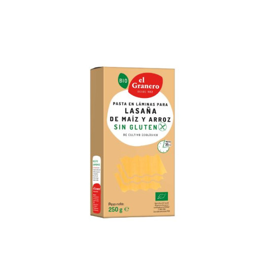 Laminas lasaña de trigo de Moro y Arroz Sin Gluten 250g El Granero E - Pasta