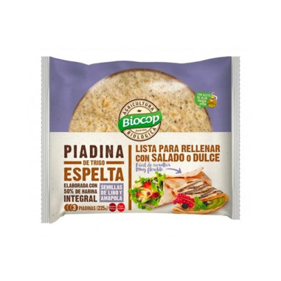 Piadina dépeautre au lin 225gr Biocop ECO - Boulangerie