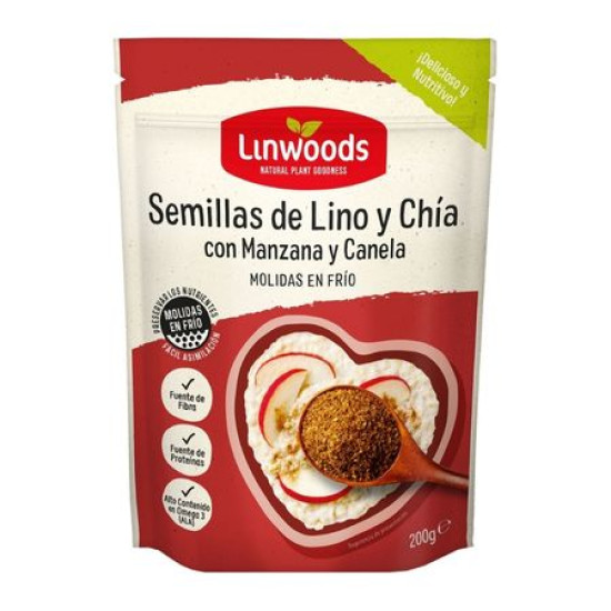 Semillas de lino y chía con manzana y canela molidas en frío sin gluten 200g Linwoods ECO - Semillas