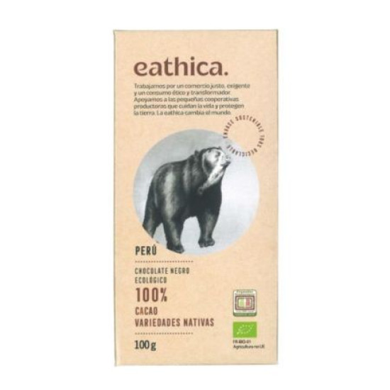 Chocolate 100% cocoa Peru 100gr Eathica ECO - Chocolate and Caramels