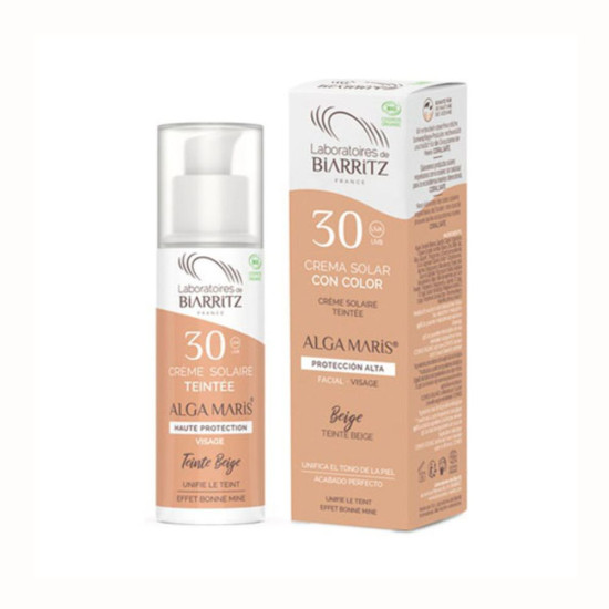 Crema Solar facial color Beige SPF30 50ml Alga Gorria BZ Biarritz ECO - Cuidado Personal