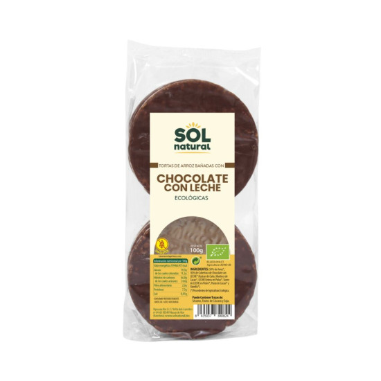 Tortillas de Arroz con Chocolate con Leche Sin Gluten 100g Sol Natural E - Galletas