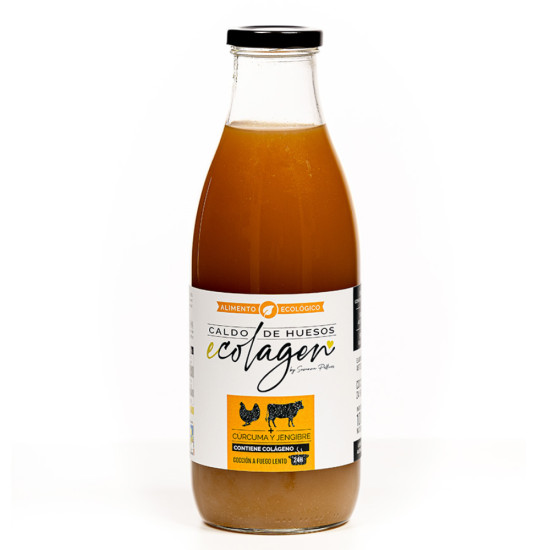 Caldo Huesos Pollo, Ternera, Cúrcuma y Jengibre No sal 1L Ecolagen ECo - Caldos y Cremas