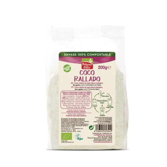 Coco ratllat sense gluten 200gr La Finestra Sul Cielo ECO - Fruits Secs