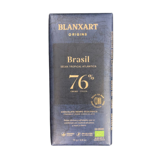 Dark Chocolate 76% Brazil 75g Blanxart ECO - Chocolate and Caramels