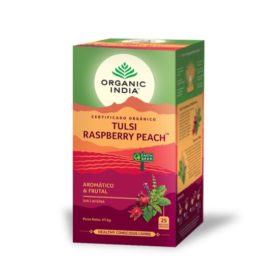 Tulsi Raspberries with Peach 45g Organic India ECO - Coffee and teas