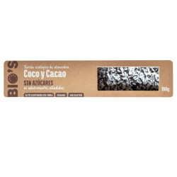 Torró de Coco i Cacau sense Sucre, Sense Gluten Ecològic 150gr Artipa