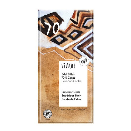 Chocolate Negro Superior 70% Ecuador 100gr Vivani ECO - Chocolate y Caramelos