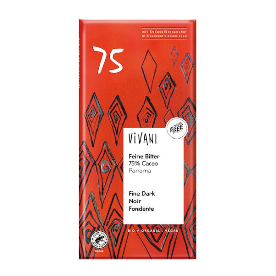 Chocolate Negro Panamá 75% con azúcar de Coco 80gr Vivani ECO - Chocolate y Caramelos