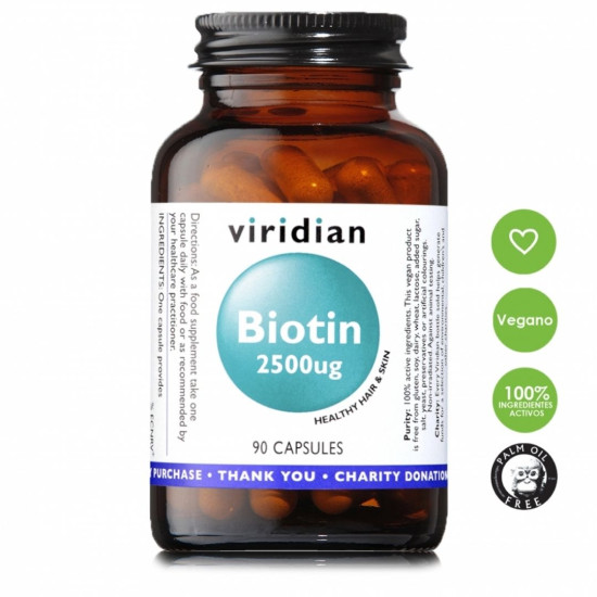 Viridian Biotina 2500 Gu (90) Veg. Caps. - Pelo piel y uñas