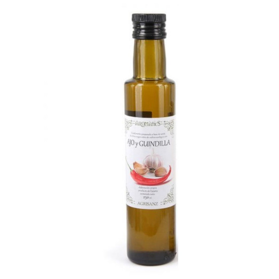 Huile dolive macérée à lail et au piment 250ml Agrisanz ECO - Huiles et vinaigres