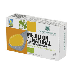 Mejillones al natural con Tronco de alga wakame 120gr Porto Muiños ECO