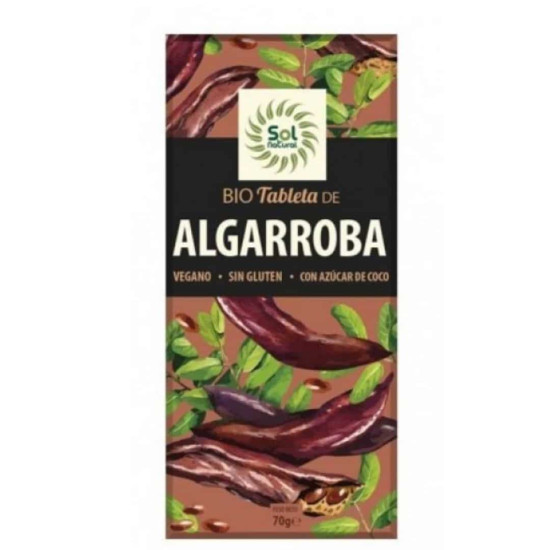 Chocolate de Algarroba Vegà y Sin Gluten Azucar Coco 70g SolNatural ECO - Chocolate y Caramelos
