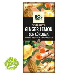 Chocolate Jengibre, Limón y Cúrcuma s/g Vegano Azúcar Coco SolNatual ECO