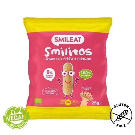 Snacks Smilitos con Fresa y Plátano 25gr Smileat ECO - Infantil