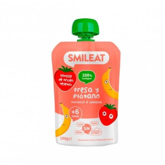 Pouch Pure de Fresa y Platan (6meses) 100gr Smileat ECO - Infantil