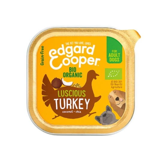 Organic Turkey and Coco Tray Dogs 100g Edgar Cooper - Mascotas