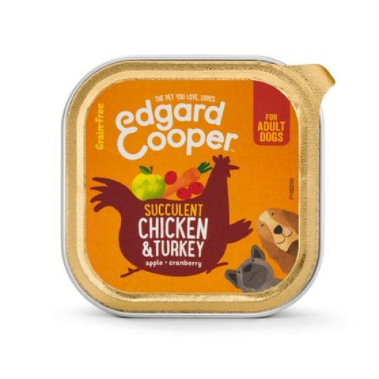 Chicken and Turkey Tray Dogs 150g Edgar Cooper - Mascotas