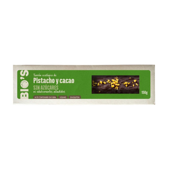 Turrón Cacao y Pistacho sin azúcar, sin gluten 150gr Artipa ECO