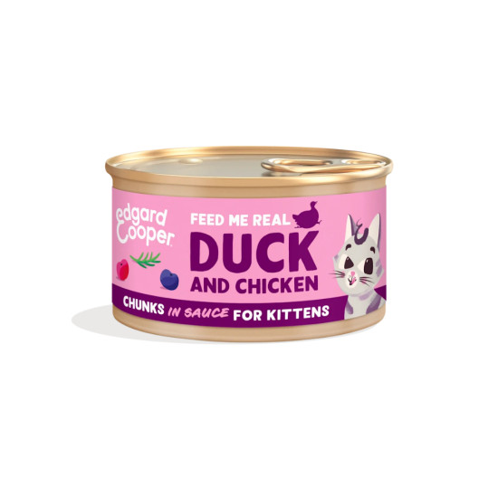 Duck and Chicken Tin Chunks en Sauce for Kitten Cats 85g Edgar Cooper - Mascotas