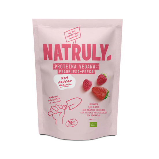 Proteína Vegana Fresa y Frambuesa 350gr Natruly ECO - Chocolate y Caramelos