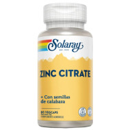 Citrate de zinc aux graines de citrouille, 60 gélules végétales Solaray