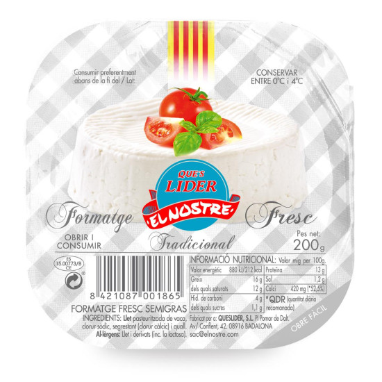 Queso Fresco Tradicional 200gr Queslider - Quesos