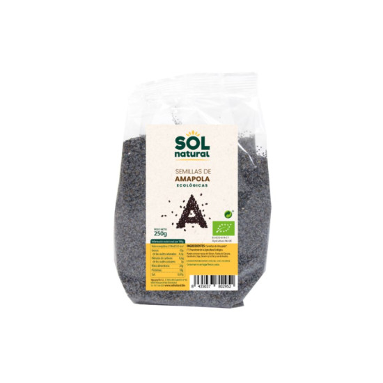Semillas de amapola (amapola) sin gluten 250gr Sol Natural - Semillas