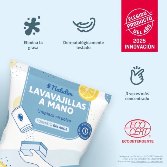 Lavavajillas Mano en polvo Refill 250gr Sobre Natulim
