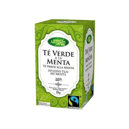 Té verde en la Menta 28gr 20 pirámides Artemis ECO