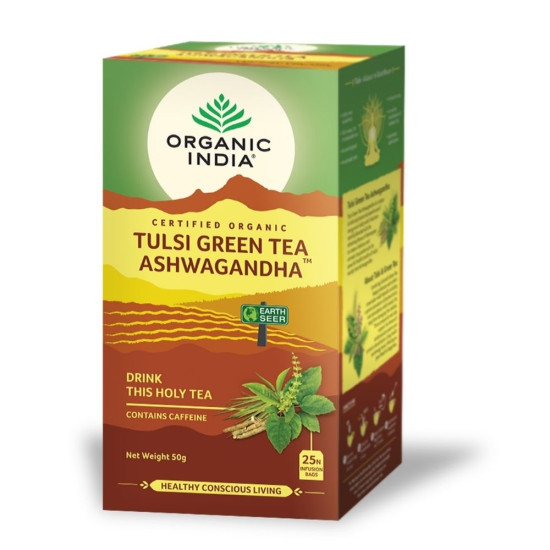 Tulsi Green Tea Ashwagandha Infusio Ayurvédica 25 bolsas Organic India ECO