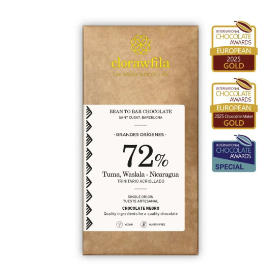 Xocolata Negre 72% Tuma, Nicaragua 80gr Clorawfila
