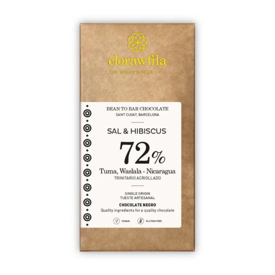 Xocolata Negre 72% Sal & Hibiscus 80gr Clorawfila