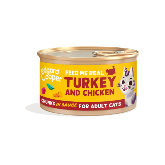 Turkey and Chicken - Cats Tin 85g Edgar Cooper