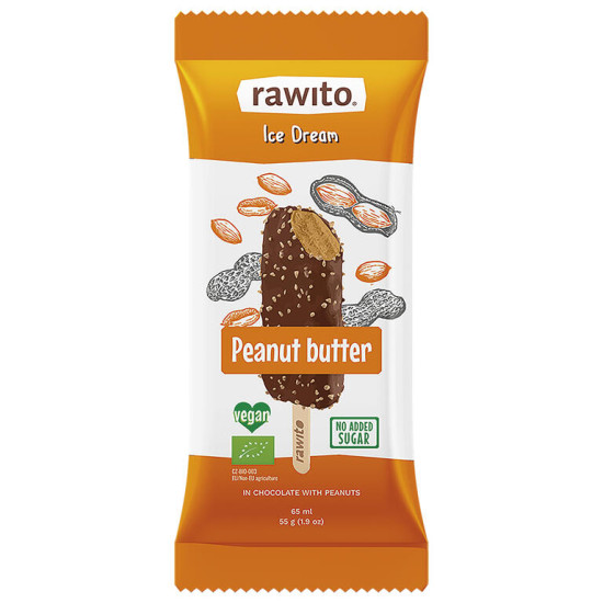 Helado Vegano Crema de Cacahuet 65ml Rawito ECO