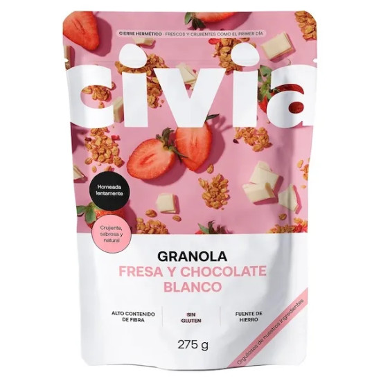 Granola Fresa y Chocolate Blanco Sin Gluten 275 gr Civia