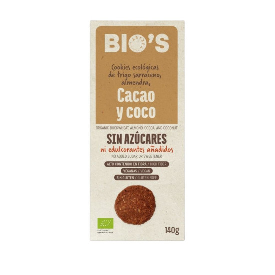 Galleta Artesana de Coco y Chocolate Vegana, sin Azúcar, Sin Guten 140Gr Artipa ECO