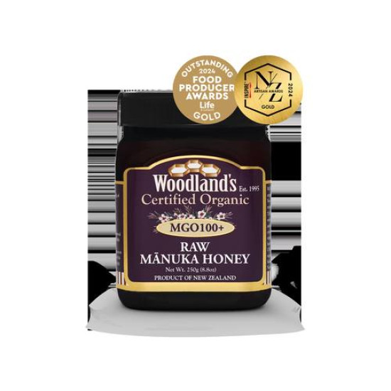 Miel de Manuka cruda MGO 100+ ecológico 250 g Woodland's -