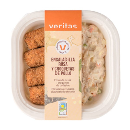 Assiette salade russe et croquettes de poulet Bio, plat préparé 300gr Veritas