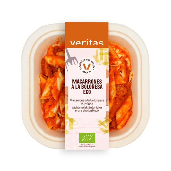 Macarrones a la boloñesa Ecológicos, plato preparado 250gr Veritas
