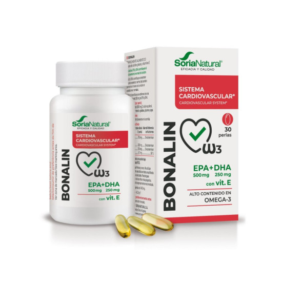Bonalin Omega-3 EPA 500 mg DHA 250 mg with Vitamin E 30 softgels Soria Natural