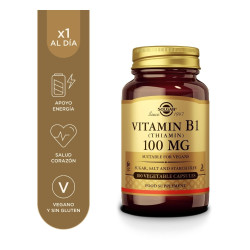 Vitamina B1 (Tiamina) 100 mg 100 cápsulas vegetales Solgar