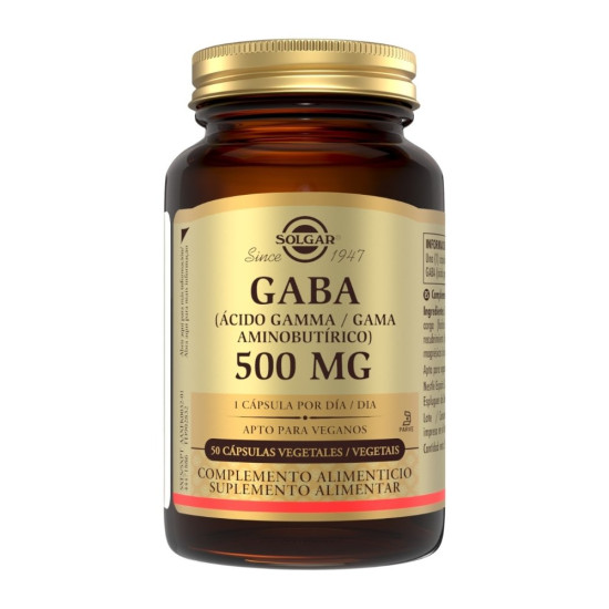 GABA 500 mg Ácido Gamma Aminobutírico 50 cápsulas vegetales Solgar