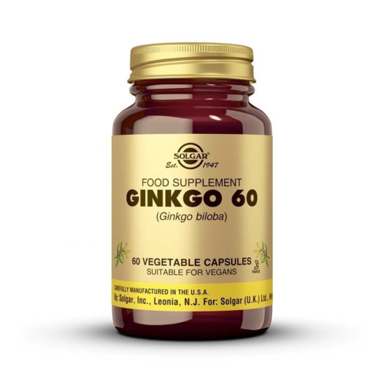 Ginkgo Biloba 60 mg extracto de hoja 60 cápsulas vegetales Solgar
