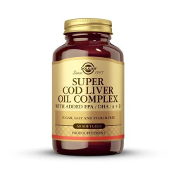 Super Cod Liver Oil Complex Aceite de Hígado de Bacalao con Omega 3 y Vitaminas A y D 60 cápsulas Solgar