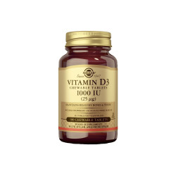 Vitamina D3 1000 UI (25 µg) masticable sabor fresa y plátano 100 comprimidos Solgar